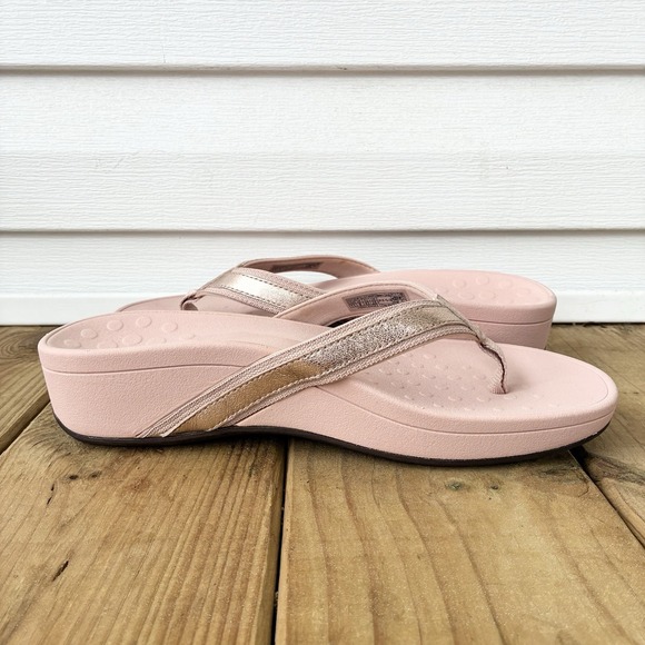 Vionic High Tide Platform Comfort Flip Flops Sandals Pink Metallic Womens 11 - Picture 4 of 8